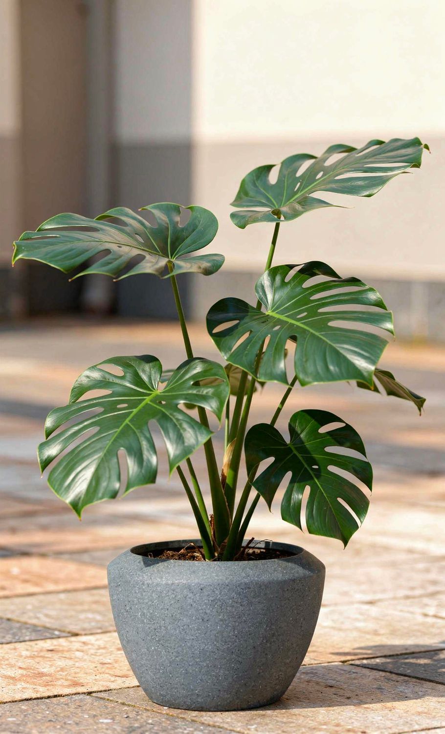 Terrazo Fiber Clay Pot - Grey