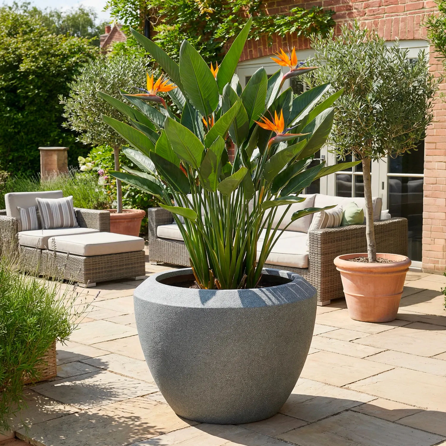 Terrazo Fiber Clay Pot - Grey