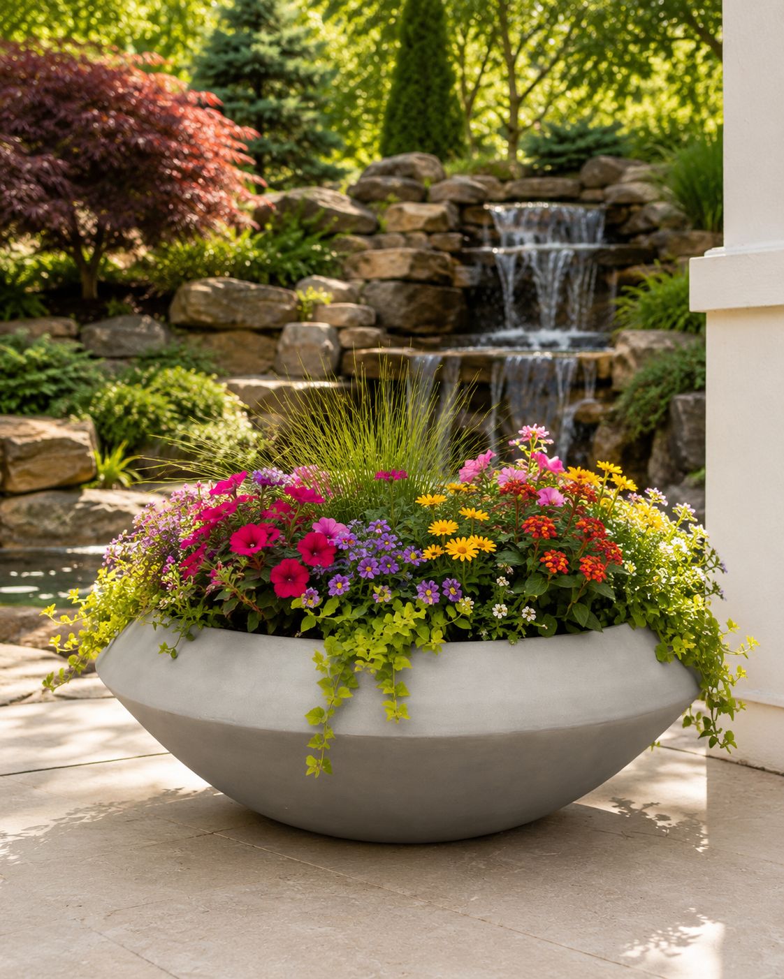 Terrazo Fiber Clay Pot - Grey