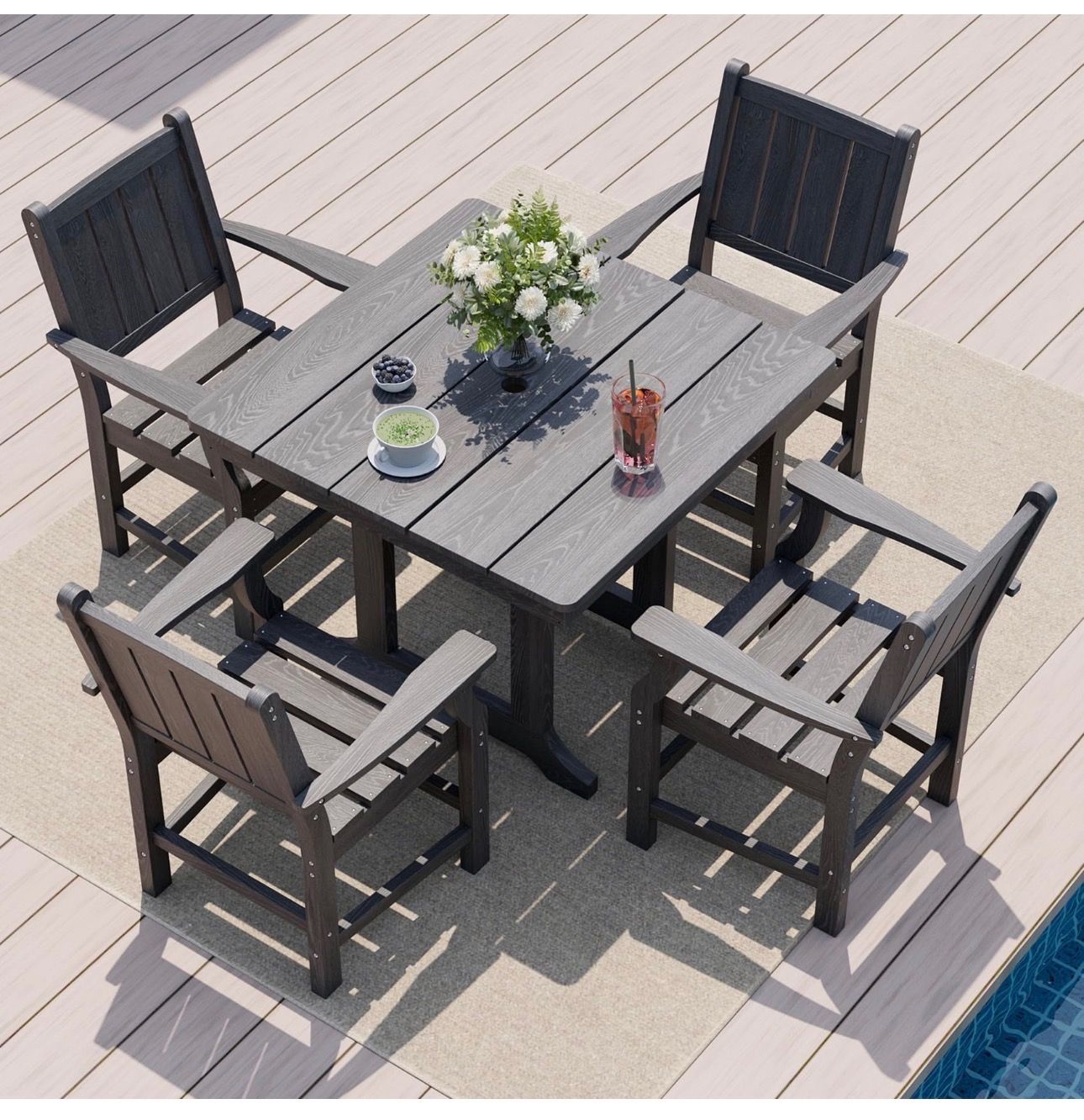 Outdoor Dining Table and Chair Set for 4