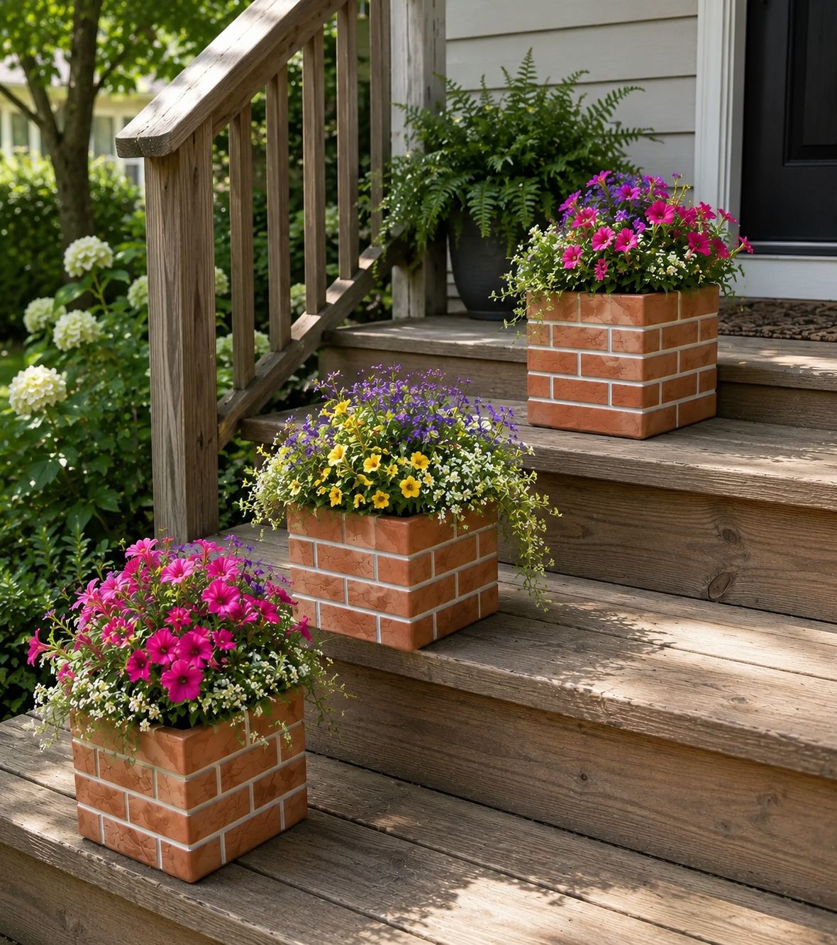 Square Red Brick Fiber Clay Planter