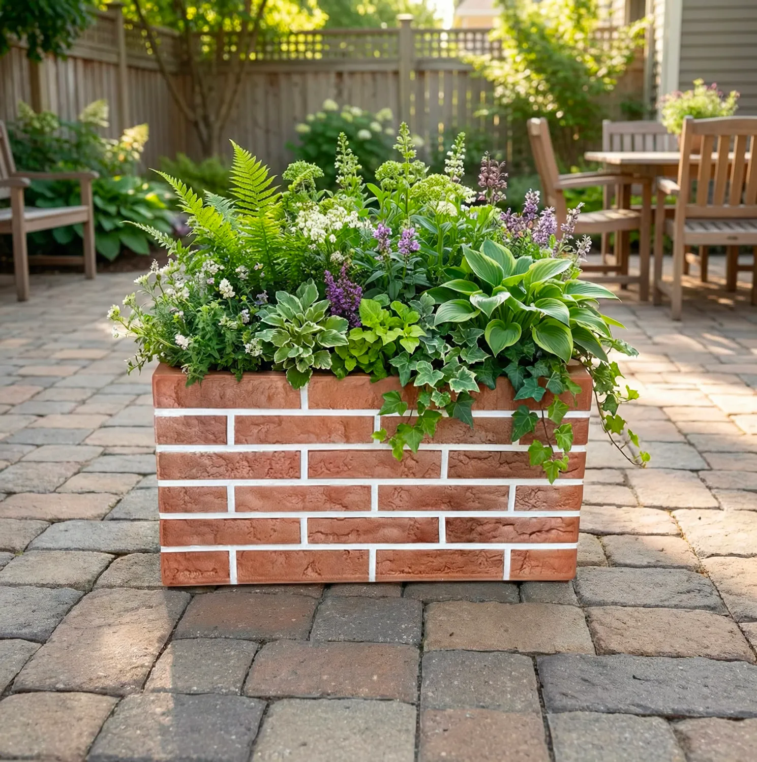 Rectangular Brick Fiber Clay Planter