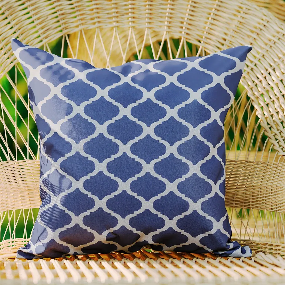 Blue and White Ogee Shape Pillow