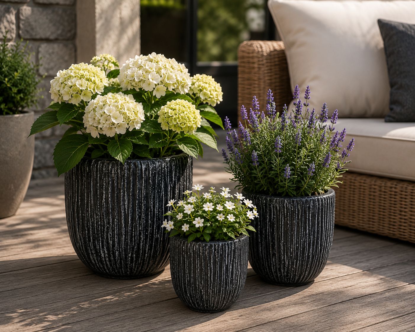 Sea Black Ripple planters