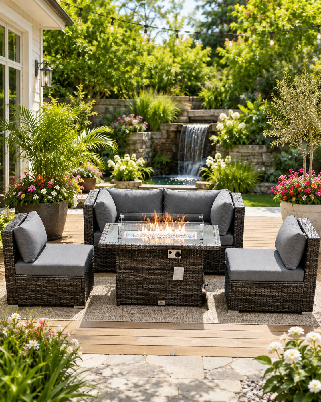 Grey Sofa set with Fire table