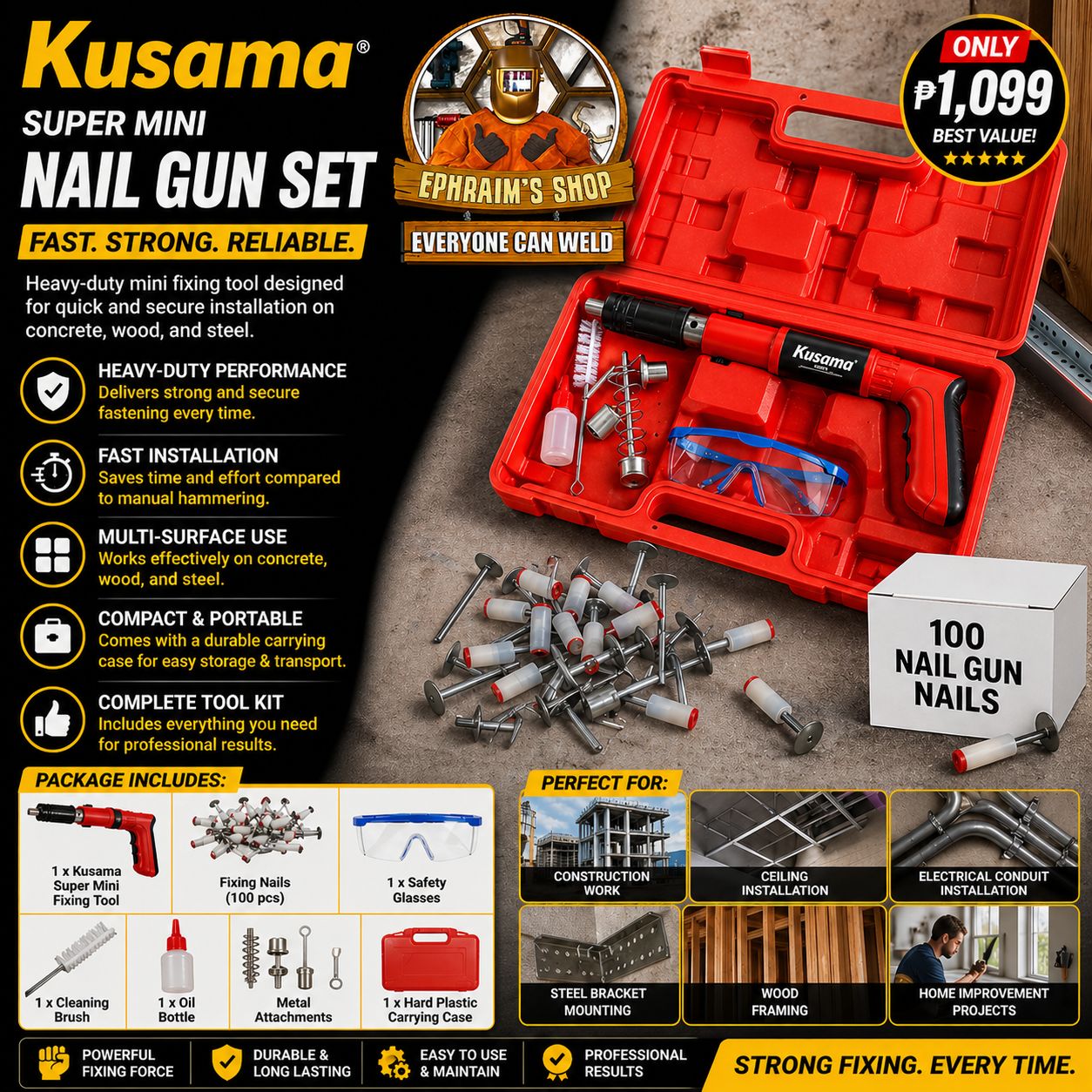 Kusama Nail Gun + 100pcs Nails