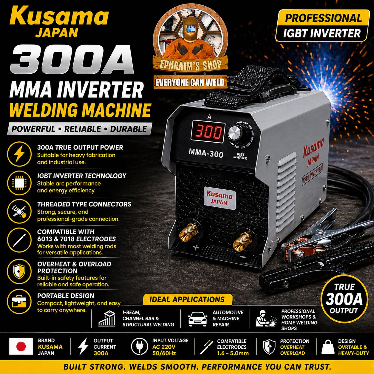 Kusama Japan IGBT Inverter Welding Machine Threaded Type MMA-300