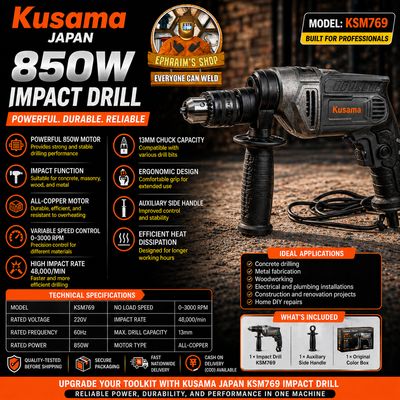 Kusama Japan KSM769 850W Impact Drill (13mm)