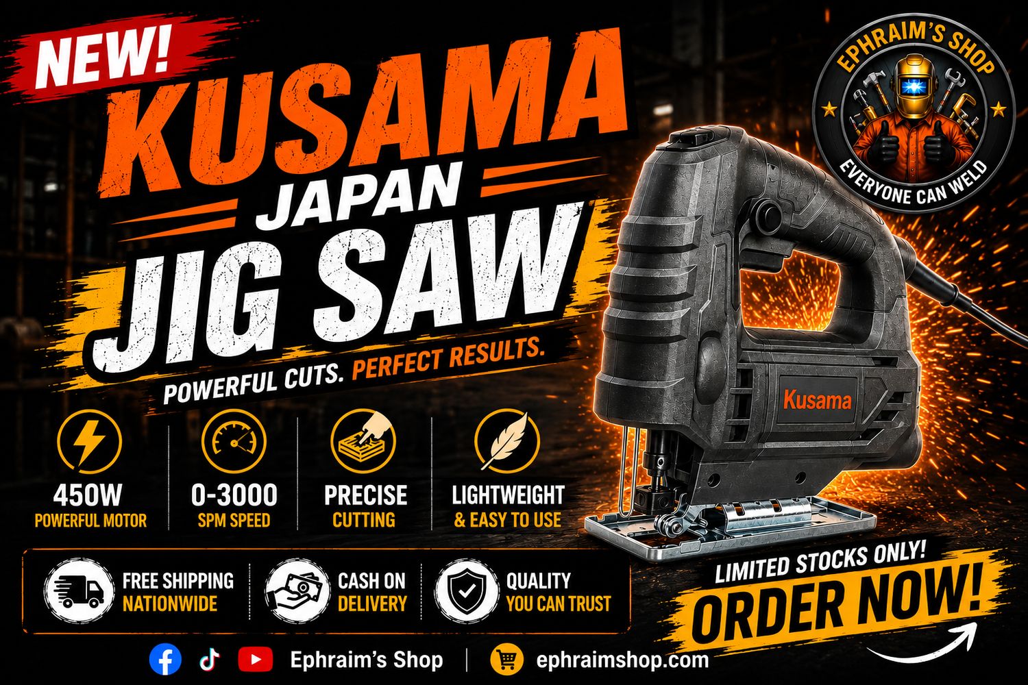 Kusama Japan Jig Saw 450W | Powerful &amp; Precise Cutting Tool