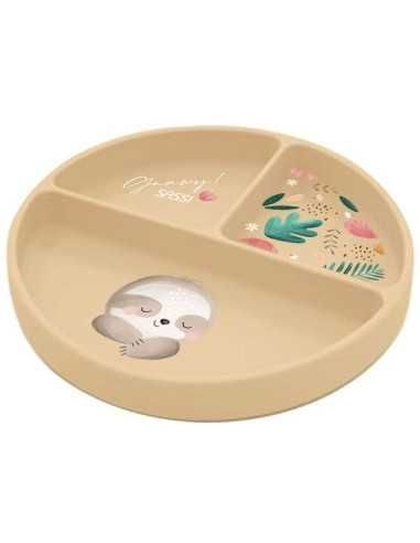Assiette compartimentée en silicone Paresseux - Sassi Assiette compartimentée en silicone Paresseux - Sassi