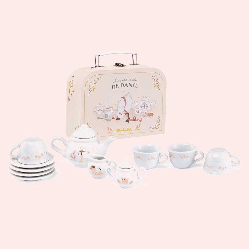 Valise dinette thé en porcelaine  Valise dinette thé en porcelaine "la petite école de danse" - Moulin roty