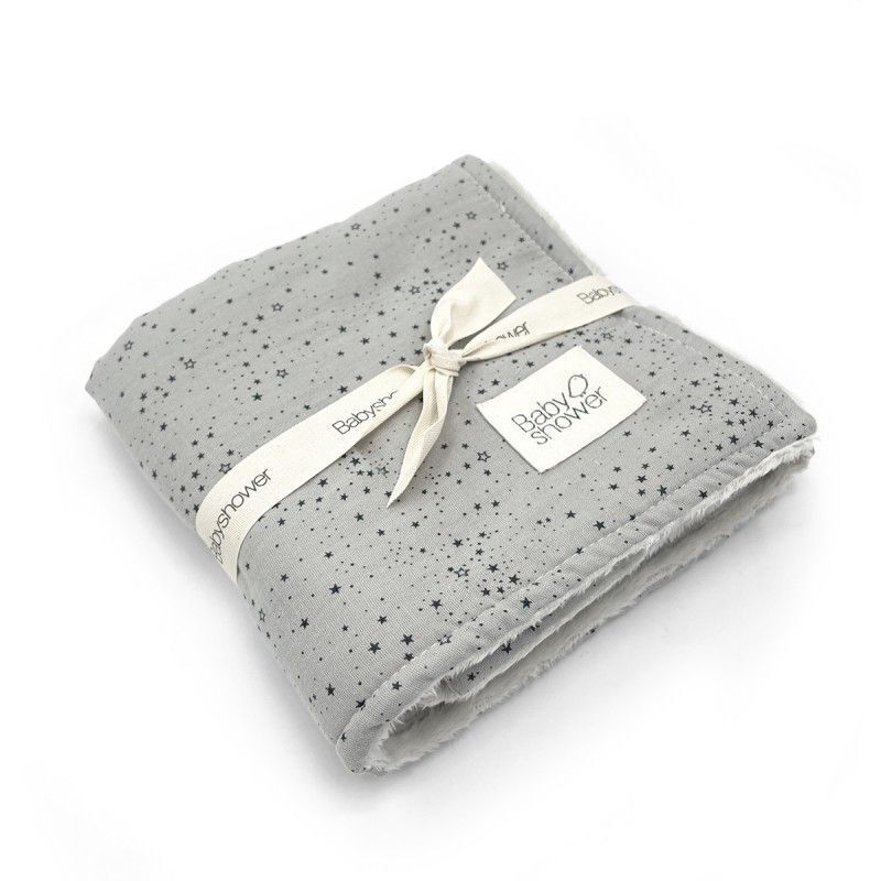 Couverture polaire grise étoiles - Baby Shower