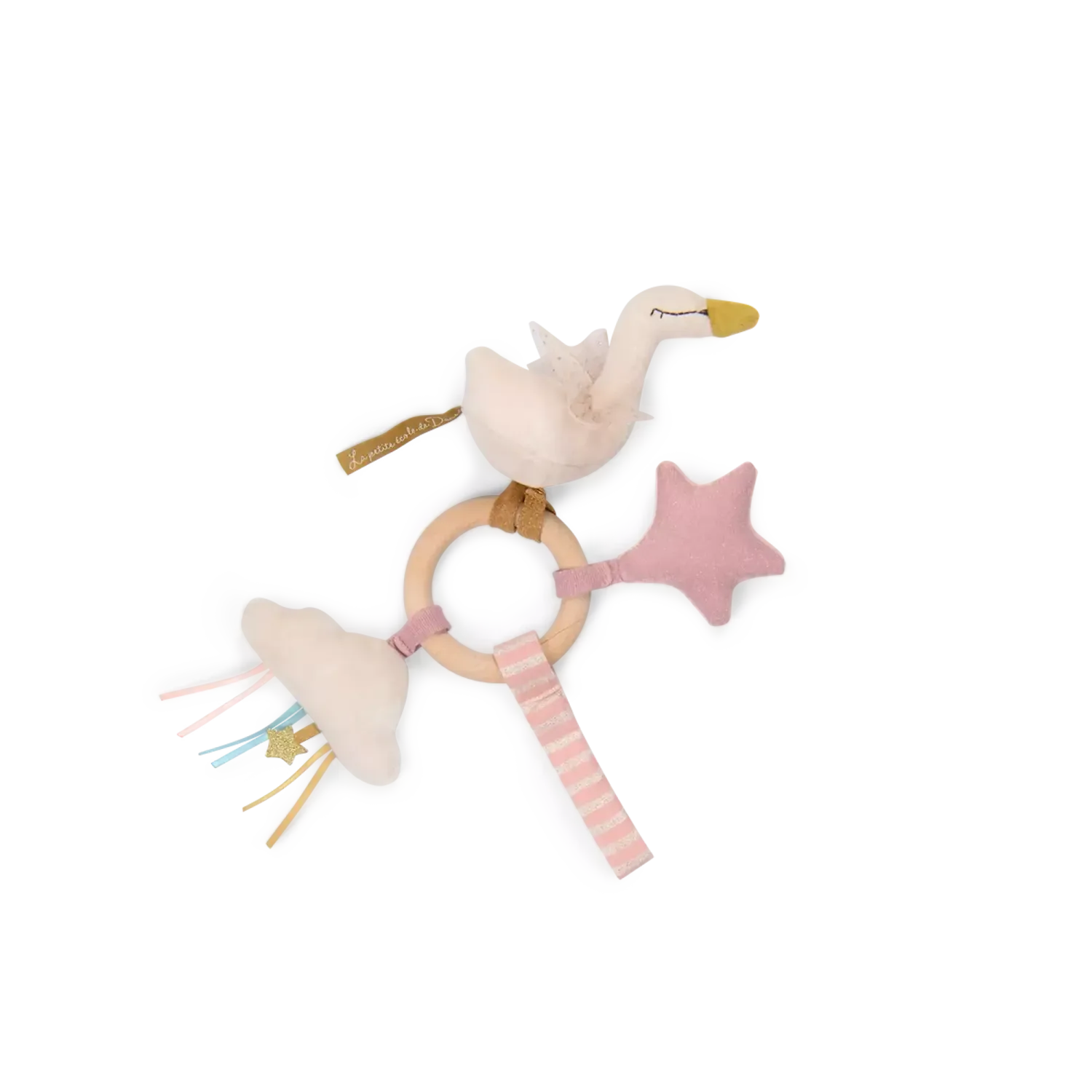 Hochet anneau bois cygne  Hochet anneau bois cygne "la petite école de danse" - Moulin Roty