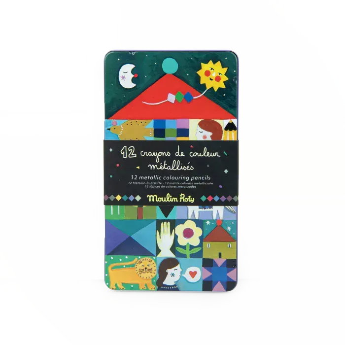 12 crayons de couleur métallisés - Moulin Roty
