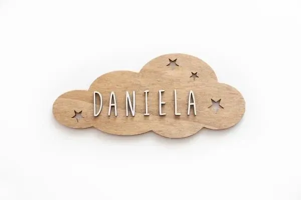 Plaque de porte nuage bois personnalisable - Vintiun