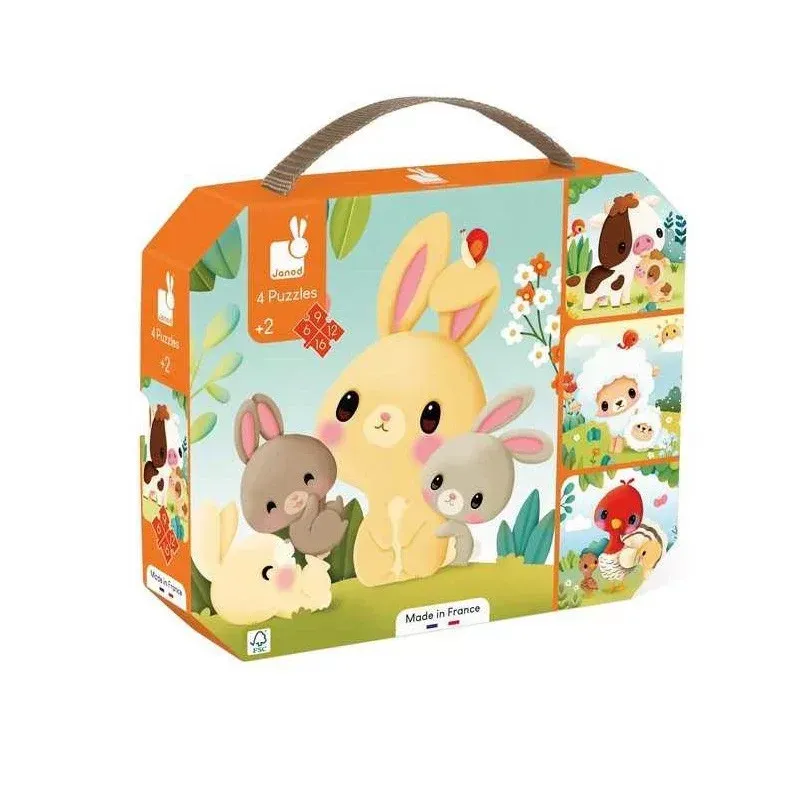 4 puzzles évolutifs - 6/9/12/16 pcs - Janod (2 modèles au choix) 4 puzzles évolutifs - 6/9/12/16 pcs - Janod (2 modèles au choix)