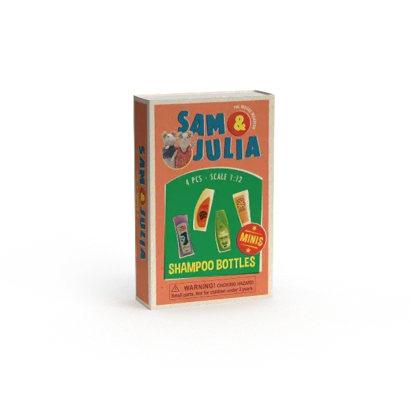 Mini boîte d'allumettes - bouteilles de shampooing - Sam et Julia