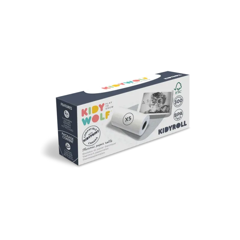 Kidyroll 1x5 rouleaux papier thermique pour kidyprint - Kidywolf