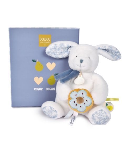 Pantin avec donut lapin coeur océan - Doudou et Cie