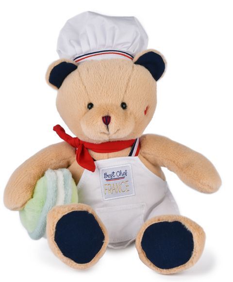 L'ours chef avec son macaron 28cm - Doudou et Cie L'ours chef avec son macaron 28cm - Doudou et Cie
