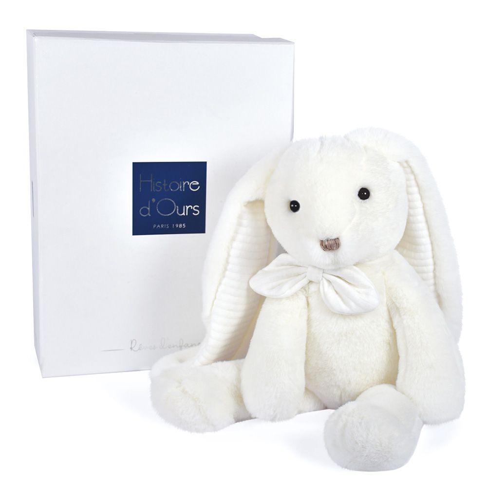 Lapin blanc preppy chic 40cm - Histoire d'ours Lapin blanc preppy chic 40cm - Histoire d'ours