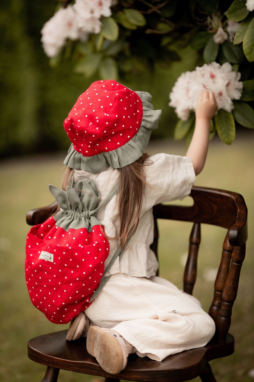 LINEN BACKPACK " STRAWBERRY "