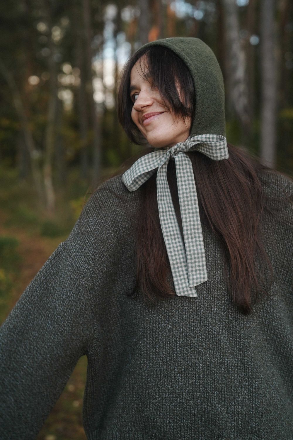 WOOL ADULT BONNET 'RIBBON'