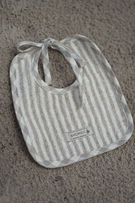 LINEN BABY BIB 'STRIPED BASIC'