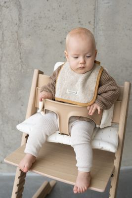 LINEN BABY BIB 'NEUTRAL BASIC'