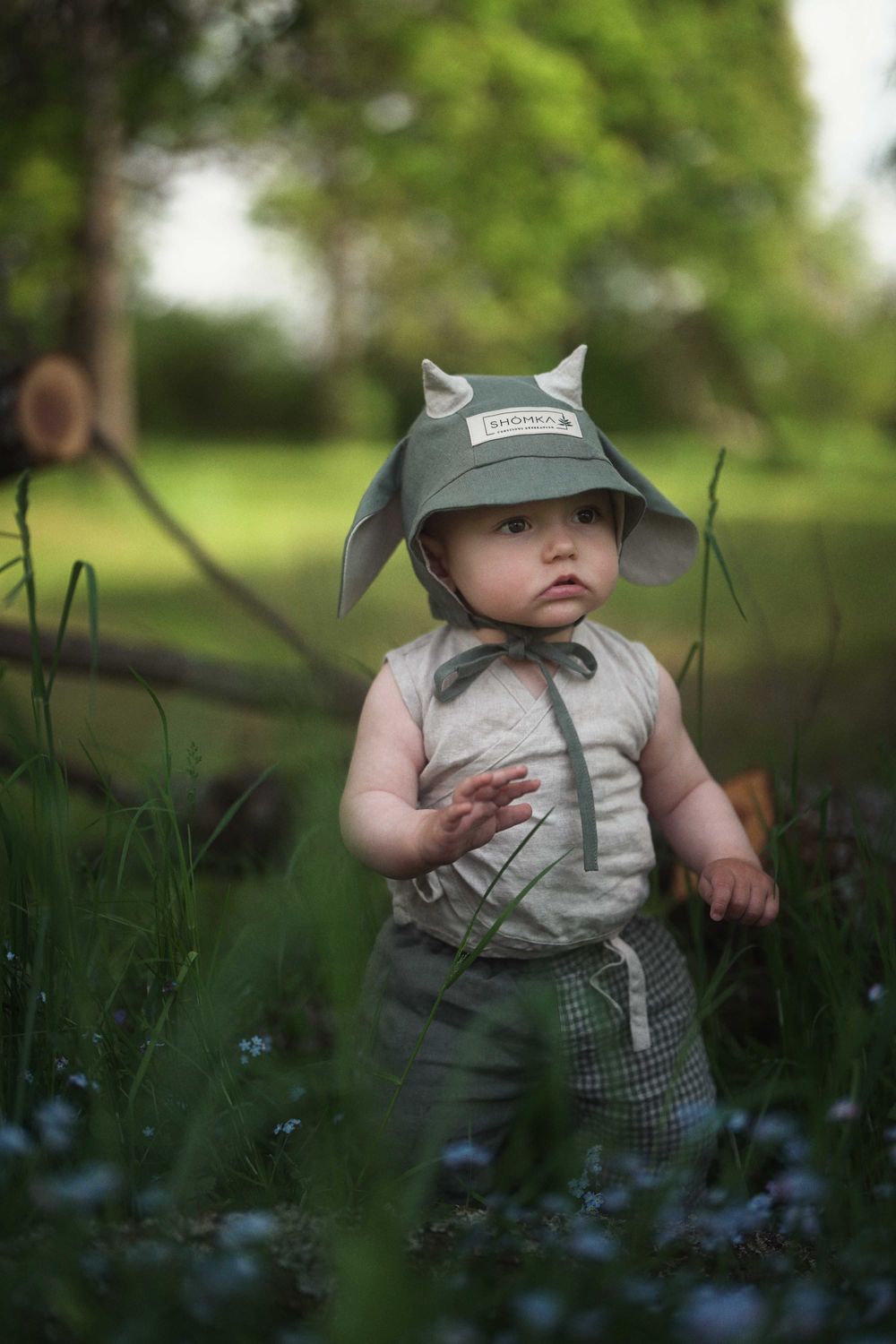 LINEN BONNET 'COW'