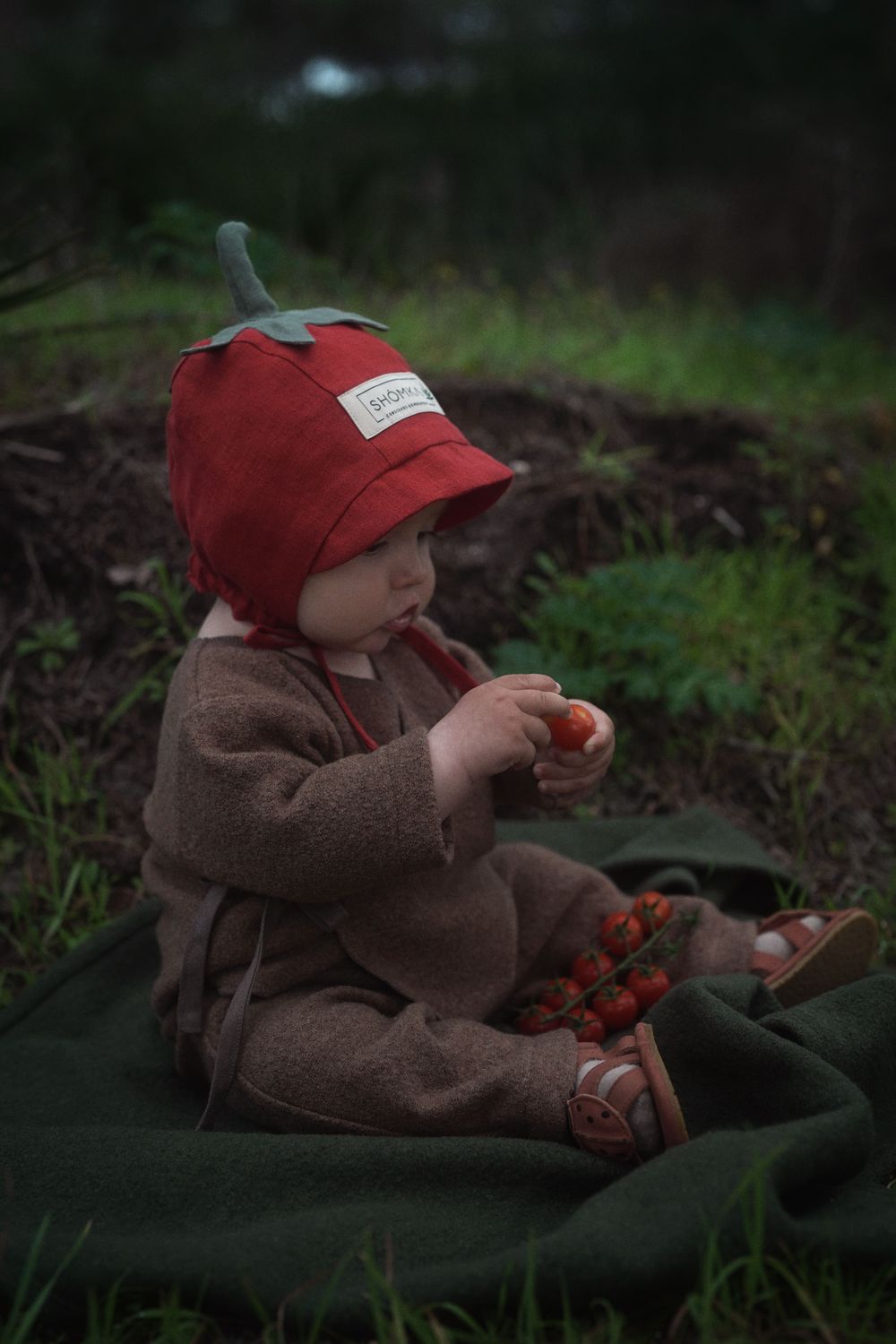 LINEN BONNET 'TOMATO'
