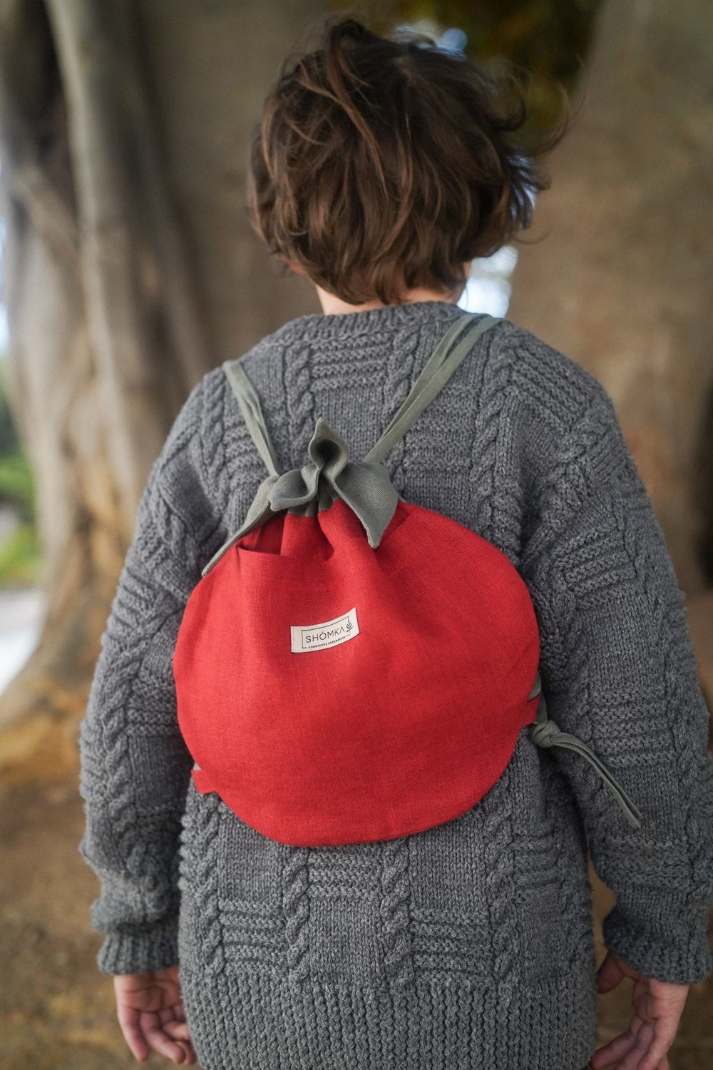 LINEN BACKPACK 'TOMATO'