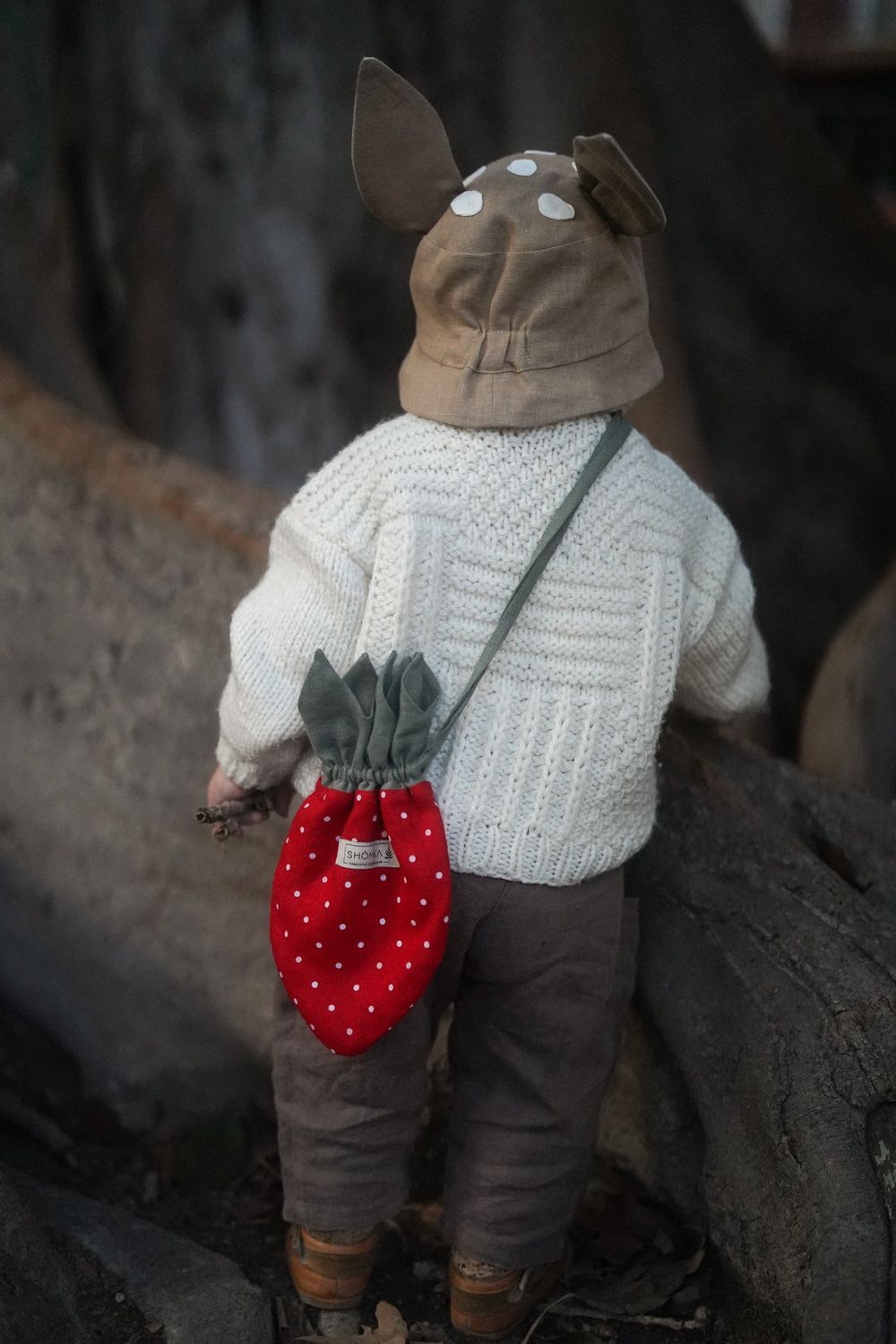 LINEN CROSSBAG POUCH 'STRAWBERRY'