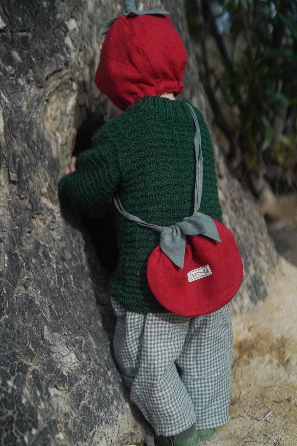 LINEN CROSSBODY POUCH 'TOMATO'