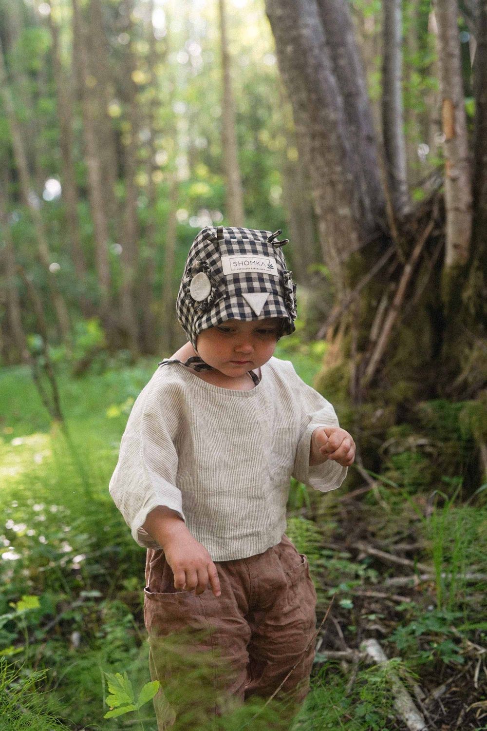 LINEN BONNET 'OWL'