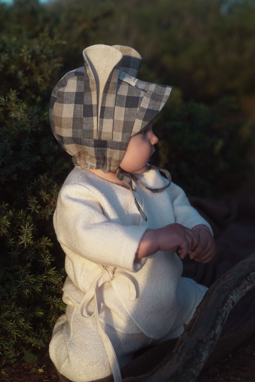 BLUE GINGHAM LINEN BONNET 'JERBOA'
