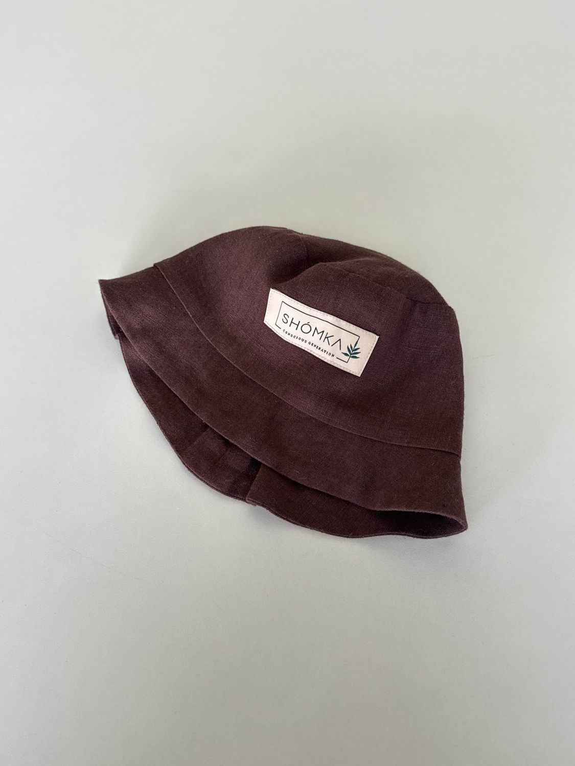 CHOCOLATE LINEN BUCKET HAT 'NO EARS'