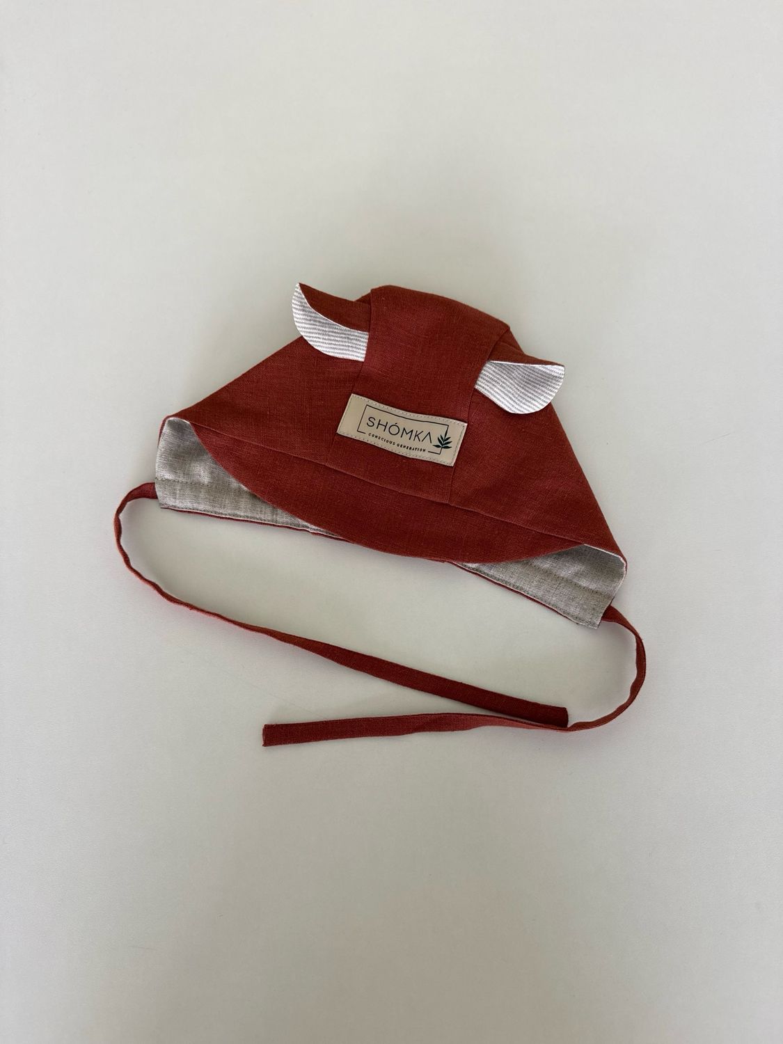 CHESTNUT LINEN BONNET 'BEAR'