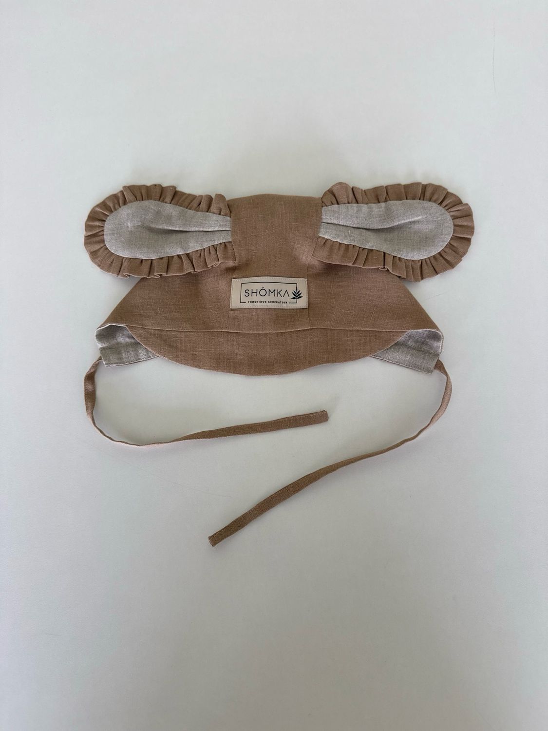 CAPPUCCINO LINEN BONNET 'PUPPY'