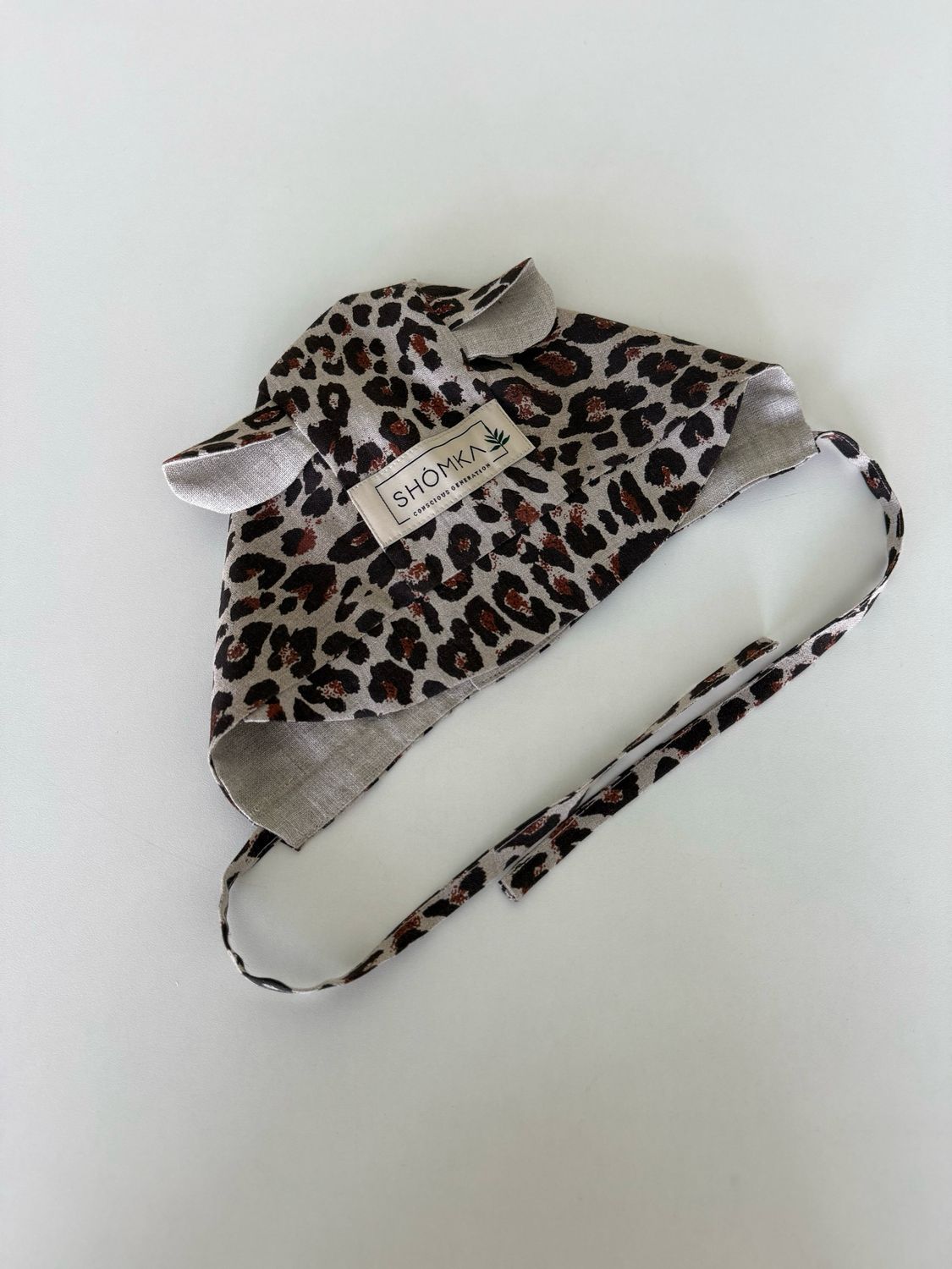 LEOPARD LINEN BONNET 'BEAR'
