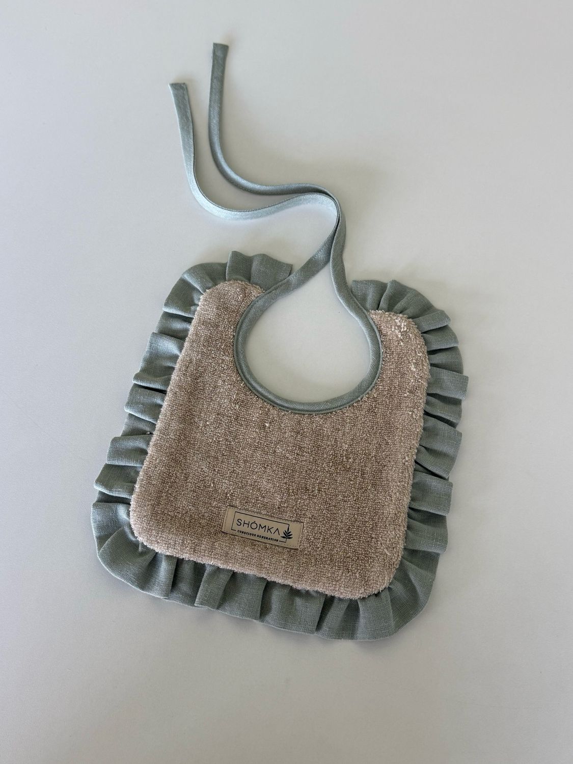 SAGE LINEN BABY BIB 'NATURAL CLASSIC'