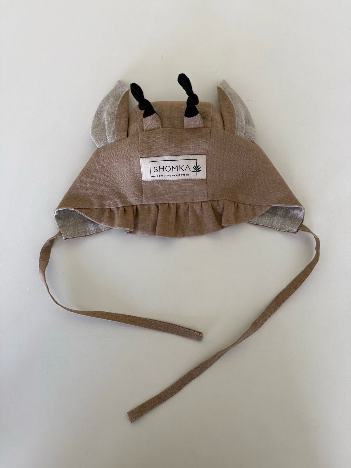 CAPPUCCINO LINEN BONNET 'GIRAFFE'