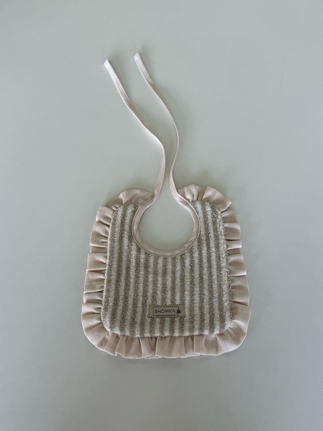 VANILLA LINEN BABY BIB 'STRIPED CLASSIC'