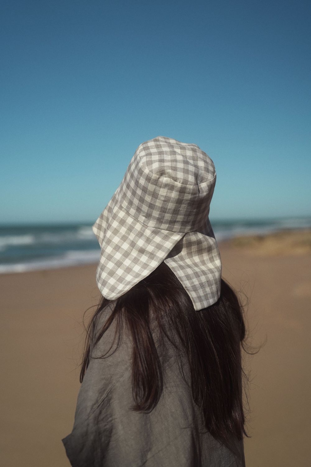 WHITE GINGHAM/NATURAL ADULT PANAMA HAT