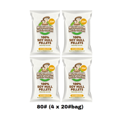 80# (4 x 20#Bag) of 100% Soy Hull Mushroom Pellets - Free Shipping