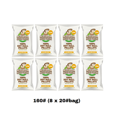 160# (8 x 20#Bag) of 100% Soy Hull Mushroom Pellets - Free Shipping