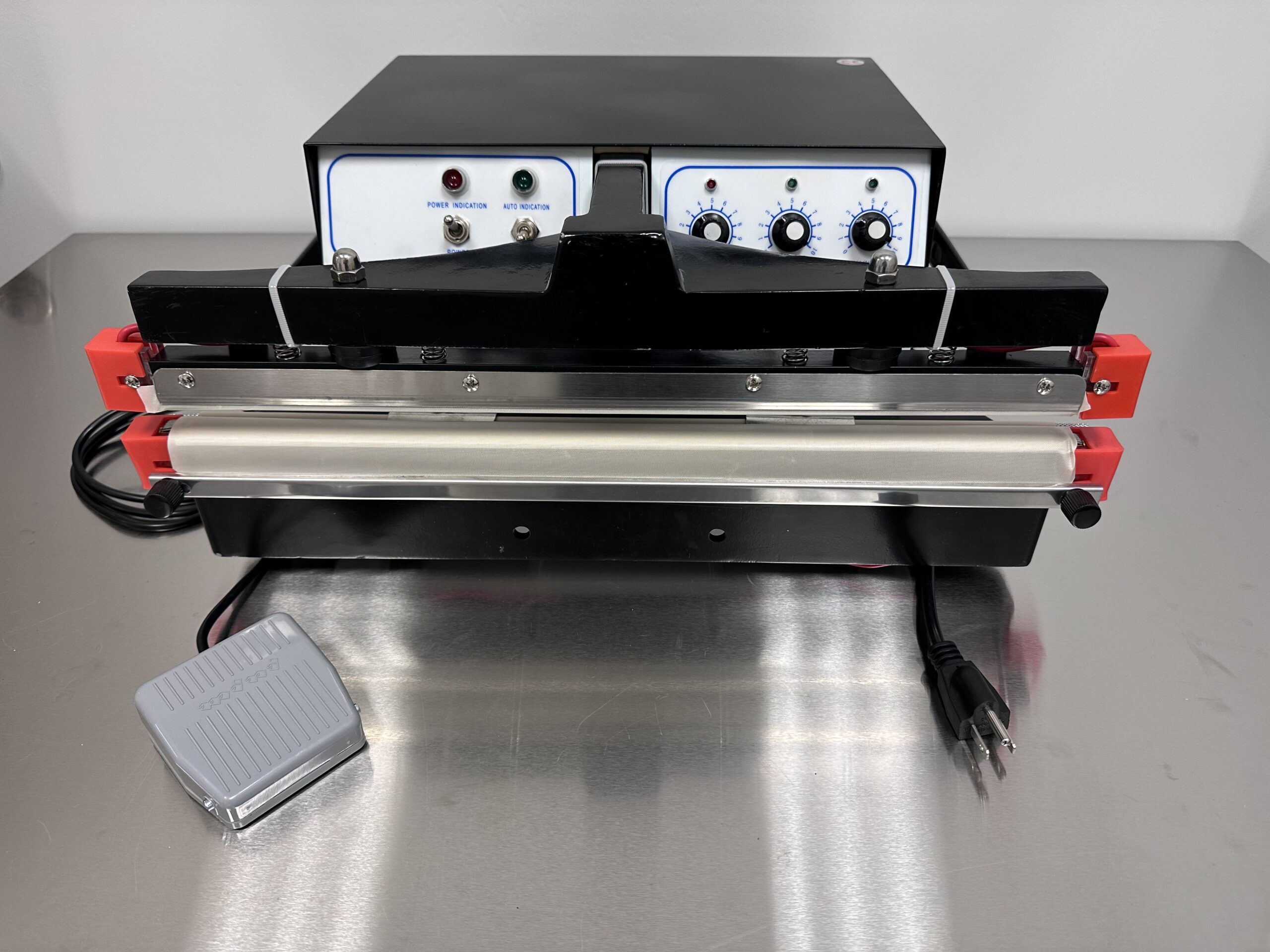 120V 18″ x 10mm Foot Pedal Operated Dual Element Impulse Sealer (optional stand available)