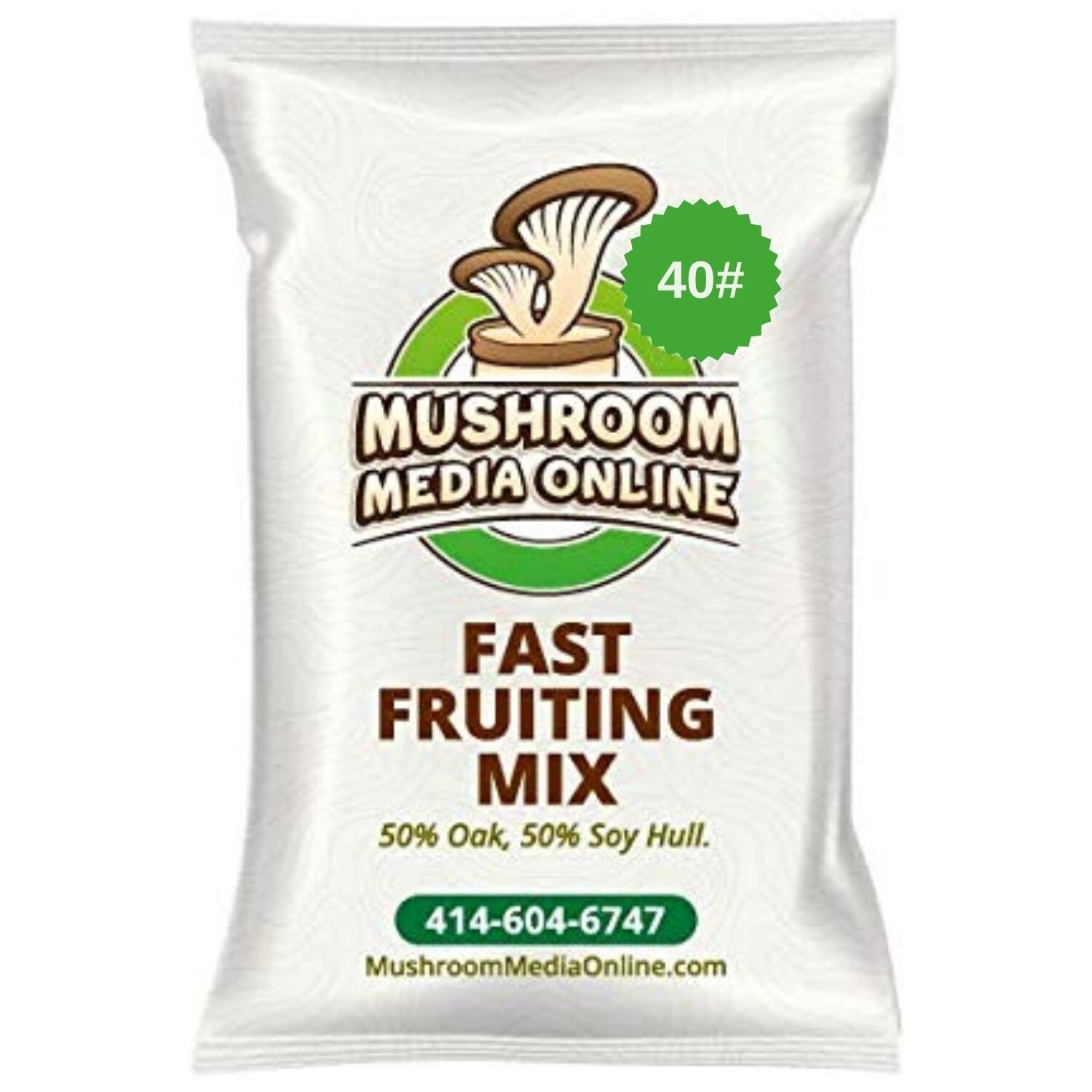 40# (2 x 20#Bag) of Fast Fruiting aka Masters Mix (50% Oak/50% Soy Hull Mushroom Growing Pellets) - Free shipping