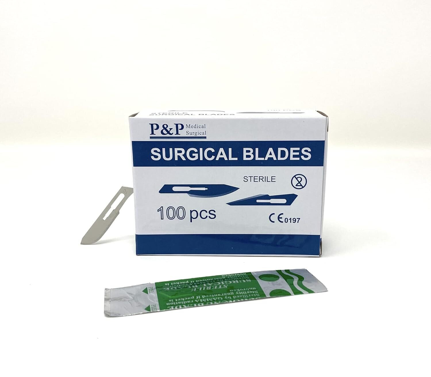 Disposable Surgical Scalpel Blades Sterile Sizes 10 11 15 21 22 High-Grade Carbon Steel 2.1% 10xx Individually Foil Wrapped by P&P Medical Surgical Case of 5000