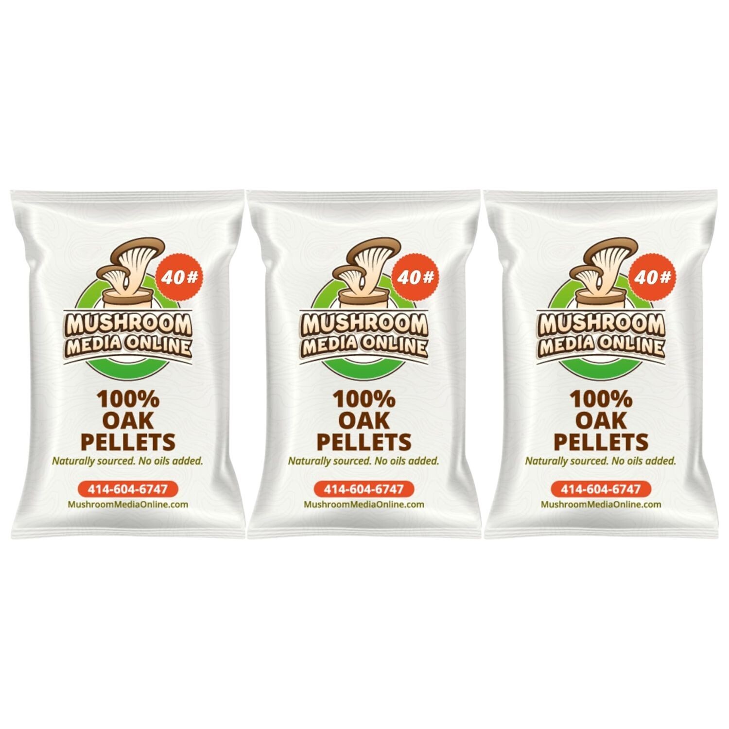 120# (3 x 40# Bags) 100% Oak Mushroom Pellets - Free shipping